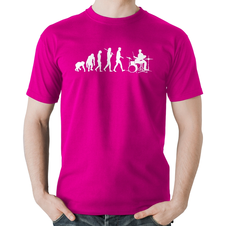 Camiseta Algodão Evolução do Baterista - Rosa