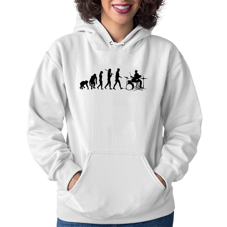 Moletom Feminino Evolução do Baterista - Branco