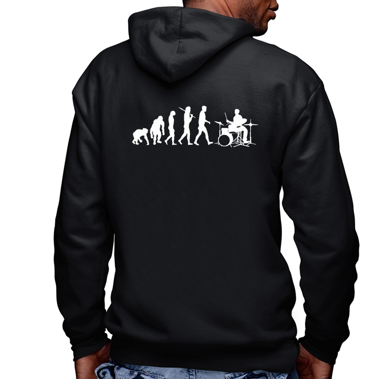 Blusa Moletom Evolução do Baterista Masculina com Capuz e Zíper