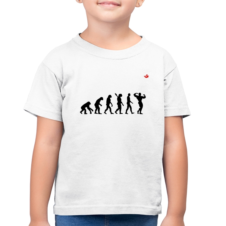 Camiseta Algodão Infantil Evolução do Bodybuilder - Branca