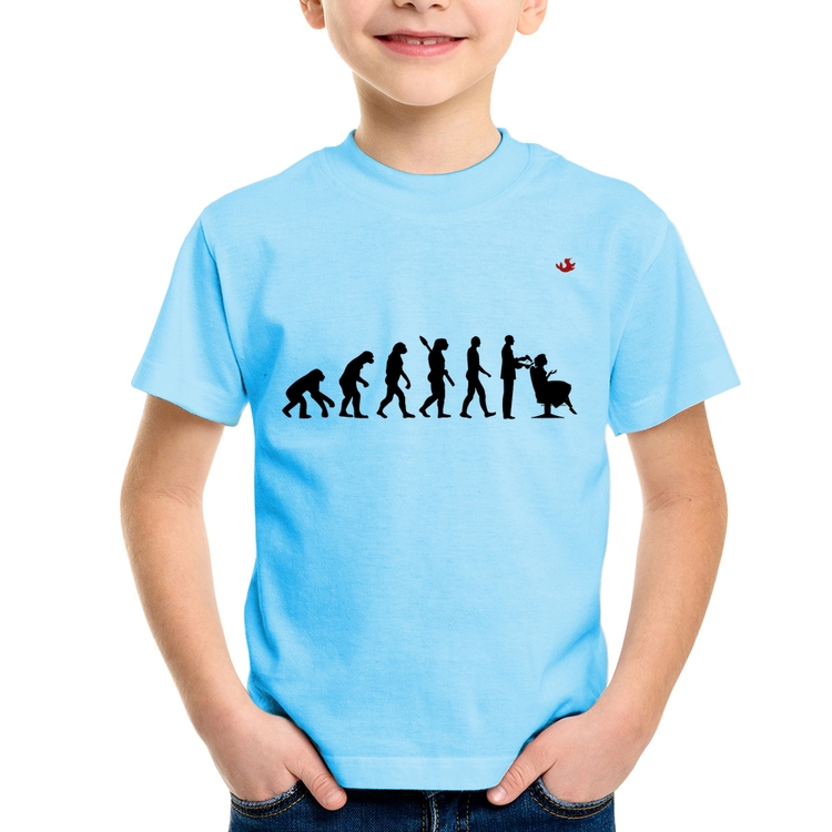 Camiseta Infantil Evolução do Cabeleireiro - Azul Bebê
