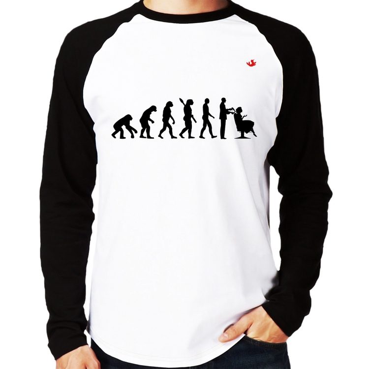 Camiseta Raglan Evolução do Cabeleireiro Manga Longa