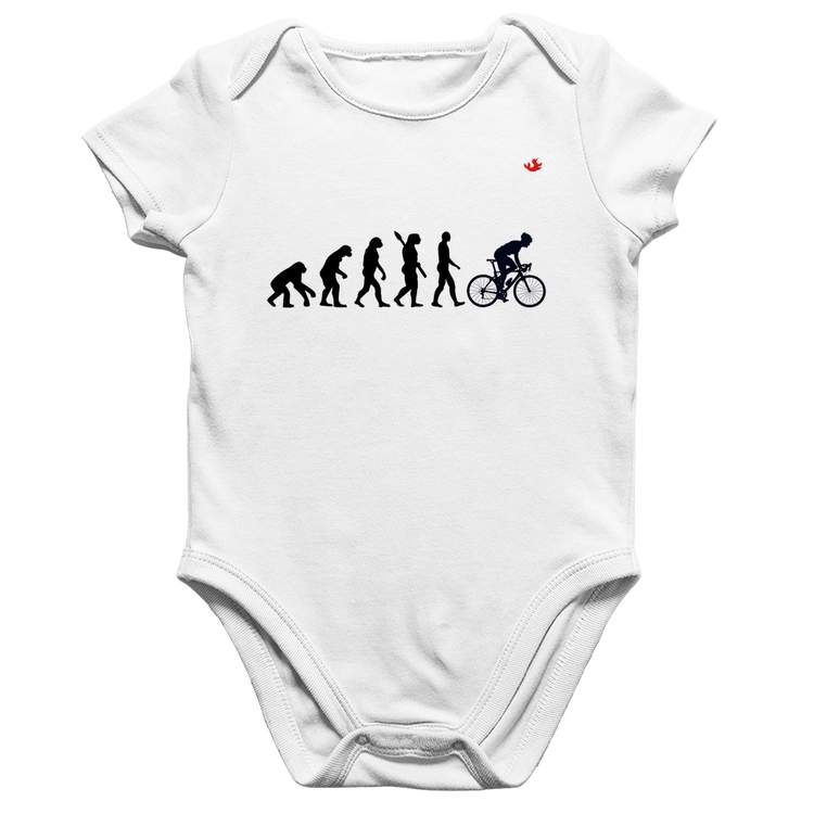 Body Bebê Algodão Evolução do Ciclista - Branco