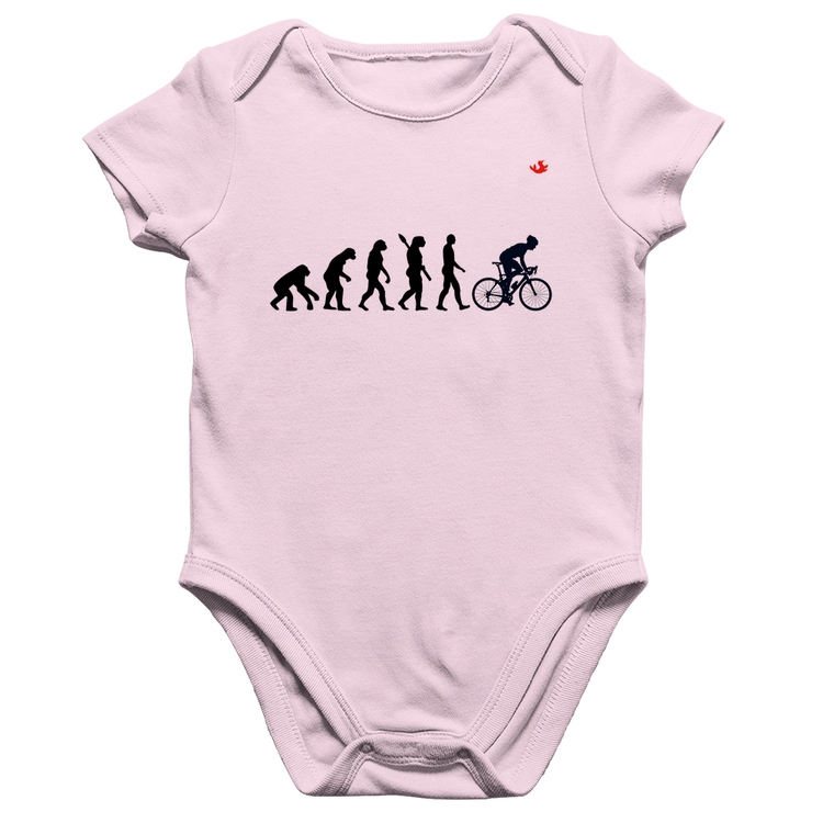 Body Bebê Algodão Evolução do Ciclista - Rosa Bebê