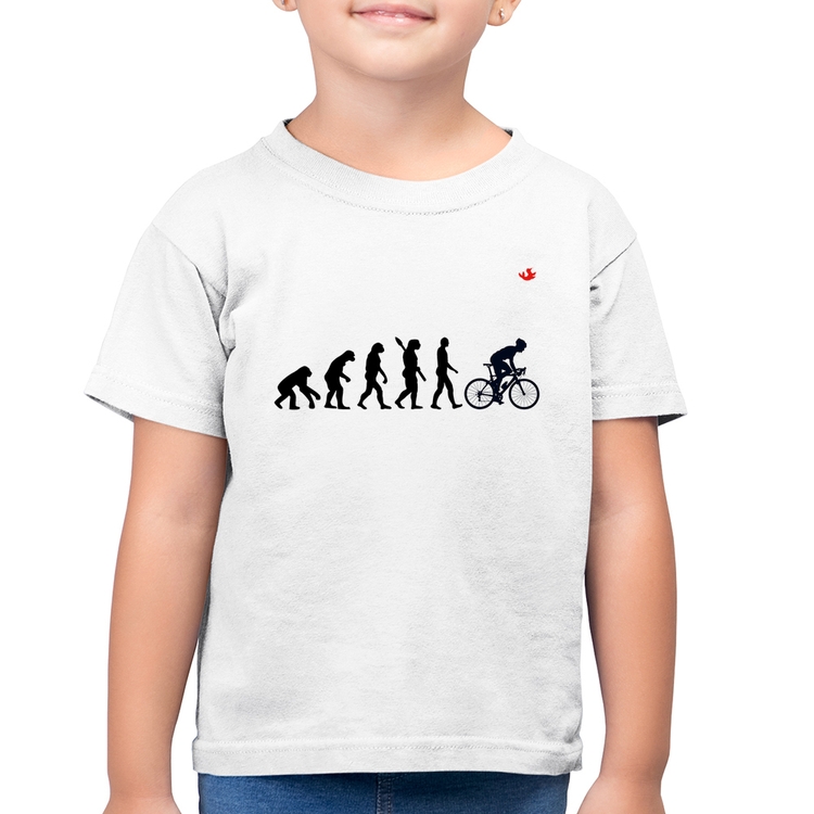 Camiseta Algodão Infantil Evolução do Ciclista - Branca