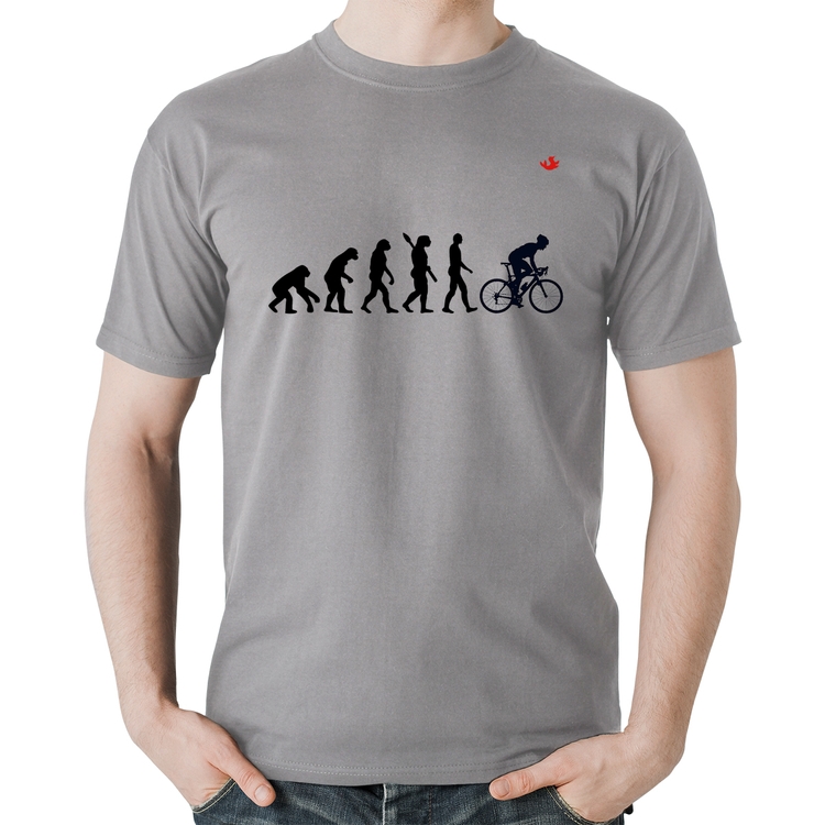 Camiseta Algodão Evolução do Ciclista - Cinza