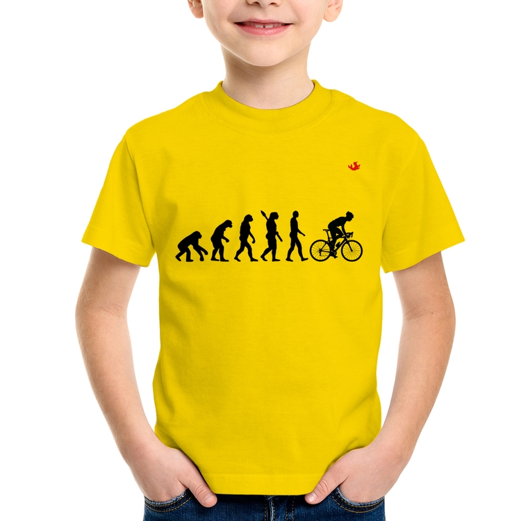 Camiseta Infantil Evolução do Ciclista - Amarela