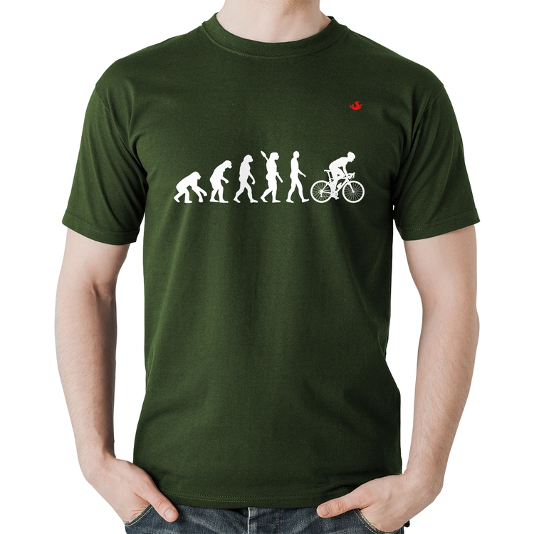 Camiseta Algodão Evolução do Ciclista - Musgo