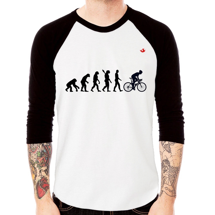 Camiseta Raglan Evolução do Ciclista Manga 3/4