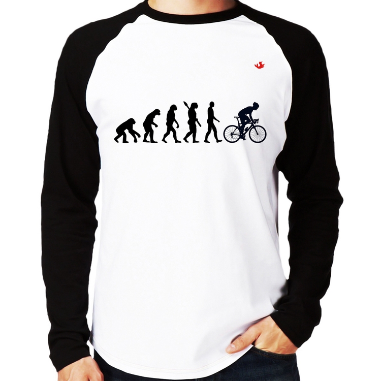 Camiseta Raglan Evolução do Ciclista Manga Longa
