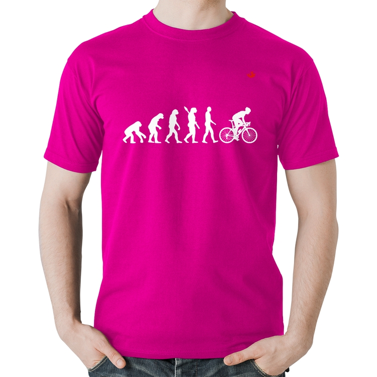 Camiseta Algodão Evolução do Ciclista - Rosa