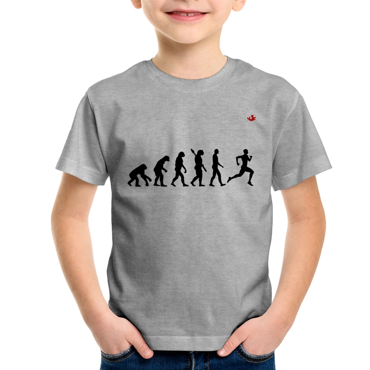 Camiseta Infantil Evolução do Corredor - Cinza
