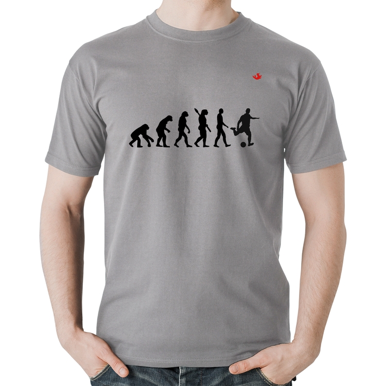 Camiseta Algodão Evolução do Futebolista - Cinza