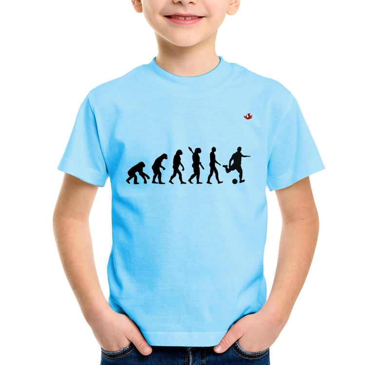 Camiseta Infantil Evolução do Futebolista - Azul Bebê