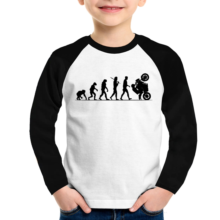 Camiseta Raglan Infantil Evolução do Grau XJ6 Manga Longa