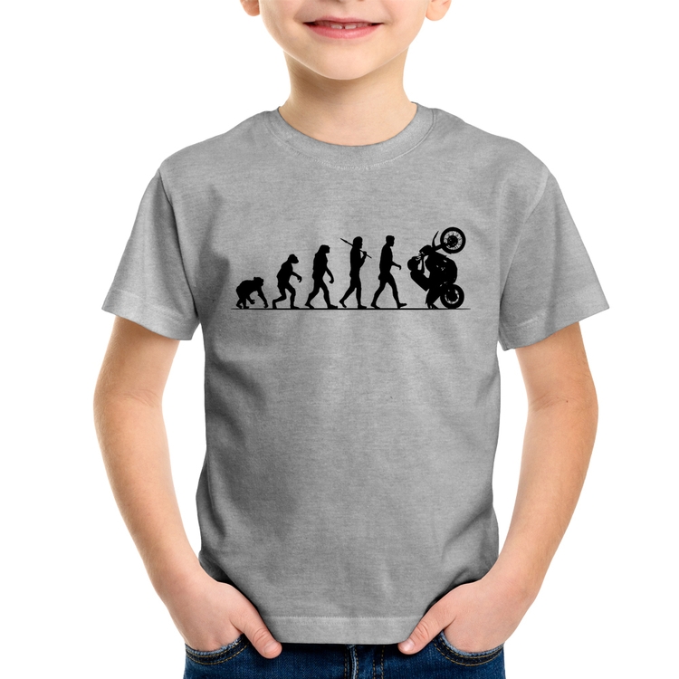 Camiseta Infantil Evolução do Grau XT 660 - Cinza
