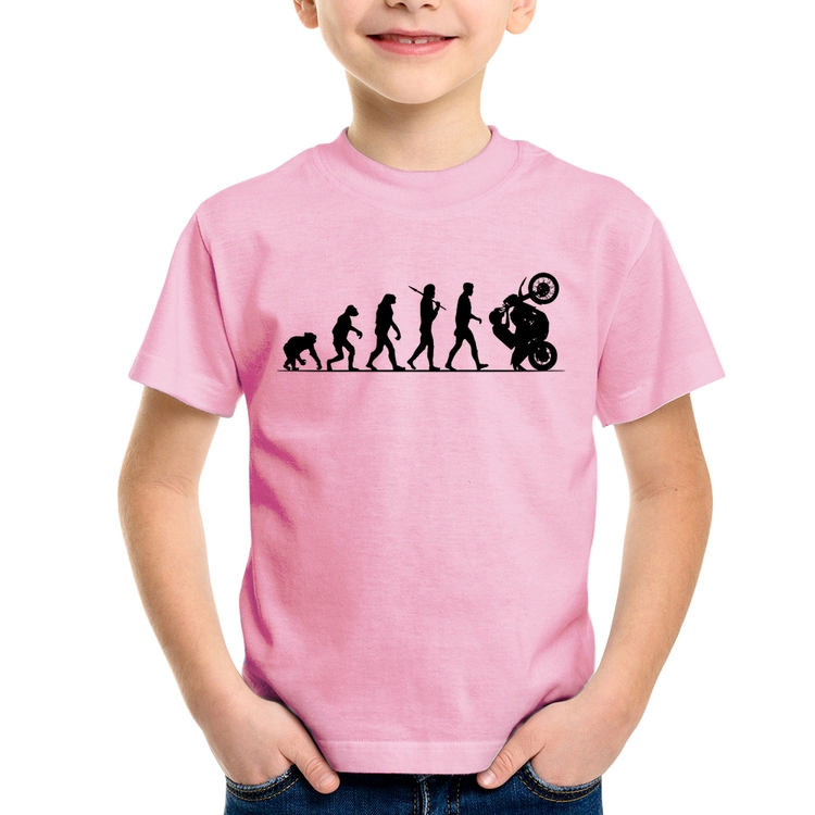 Camiseta Infantil Evolução do Grau XT 660 - Rosa Bebê