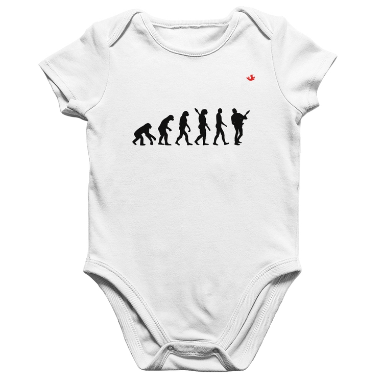 Body Bebê Algodão Evolução do Guitarrista - Branco