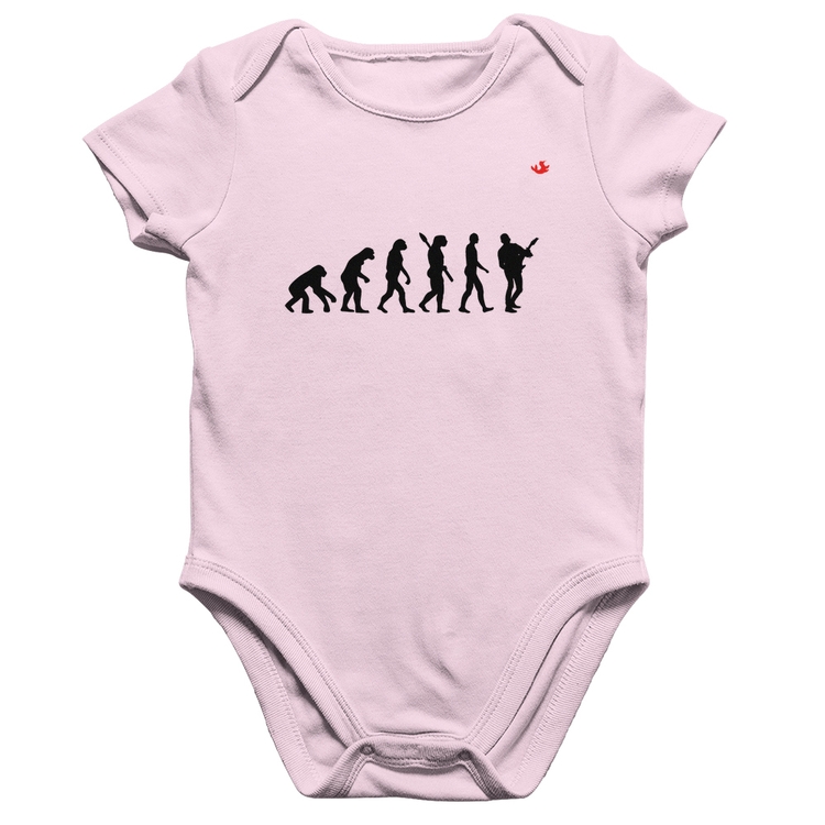 Body Bebê Algodão Evolução do Guitarrista - Rosa Bebê