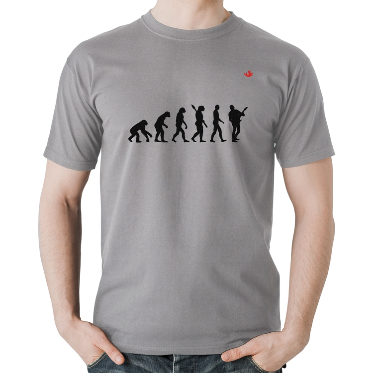 Camiseta Algodão Evolução do Guitarrista - Cinza