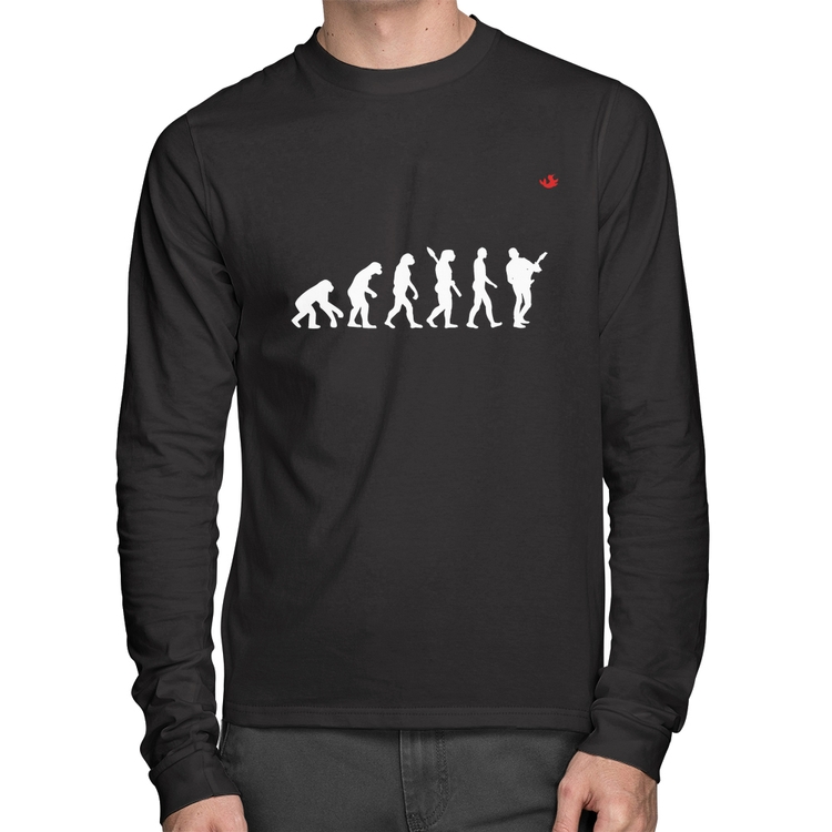 Camiseta Algodão Evolução do Guitarrista Manga Longa