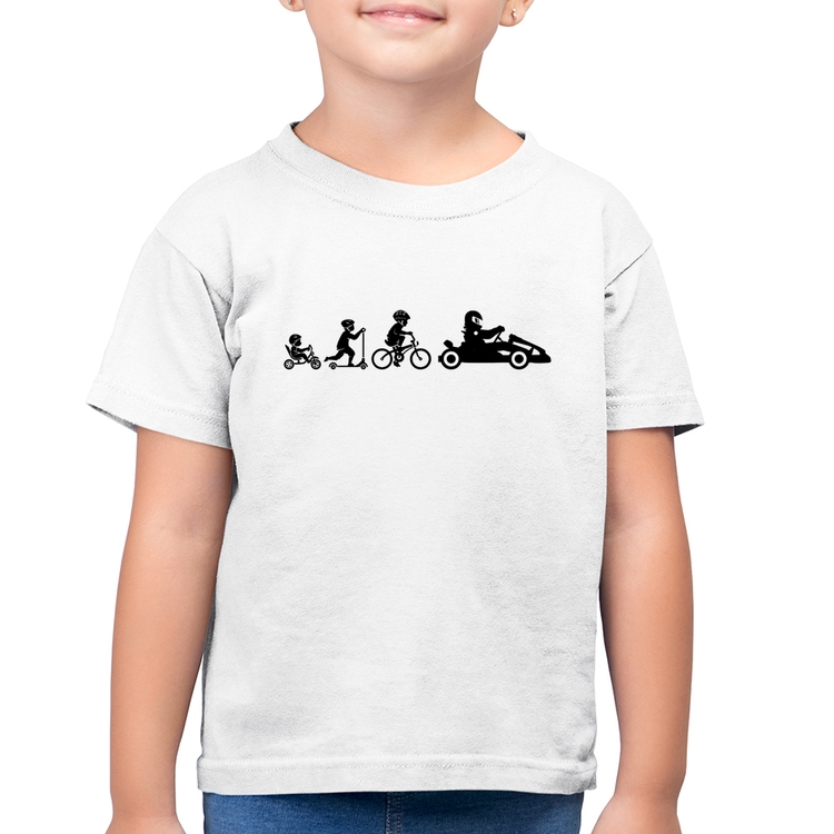 Camiseta Algodão Infantil Evolução do Kart - Branca