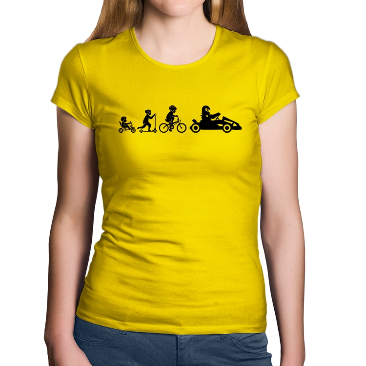 Baby Look Algodão Evolução do Kart - Amarela