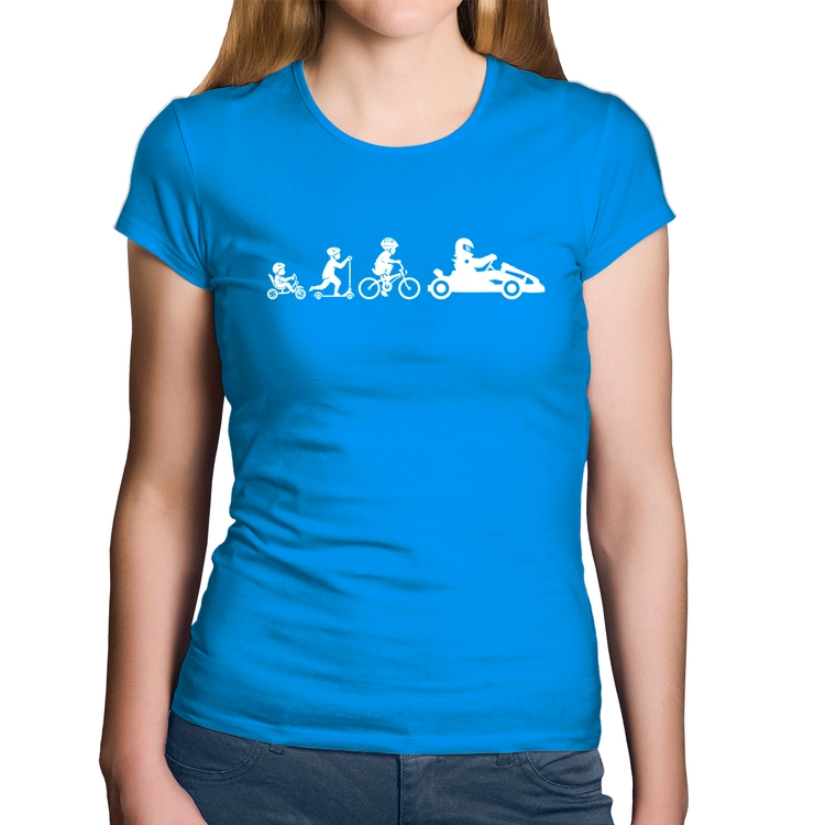 Baby Look Algodão Evolução do Kart - Azul