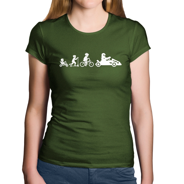 Baby Look Algodão Evolução do Kart - Musgo