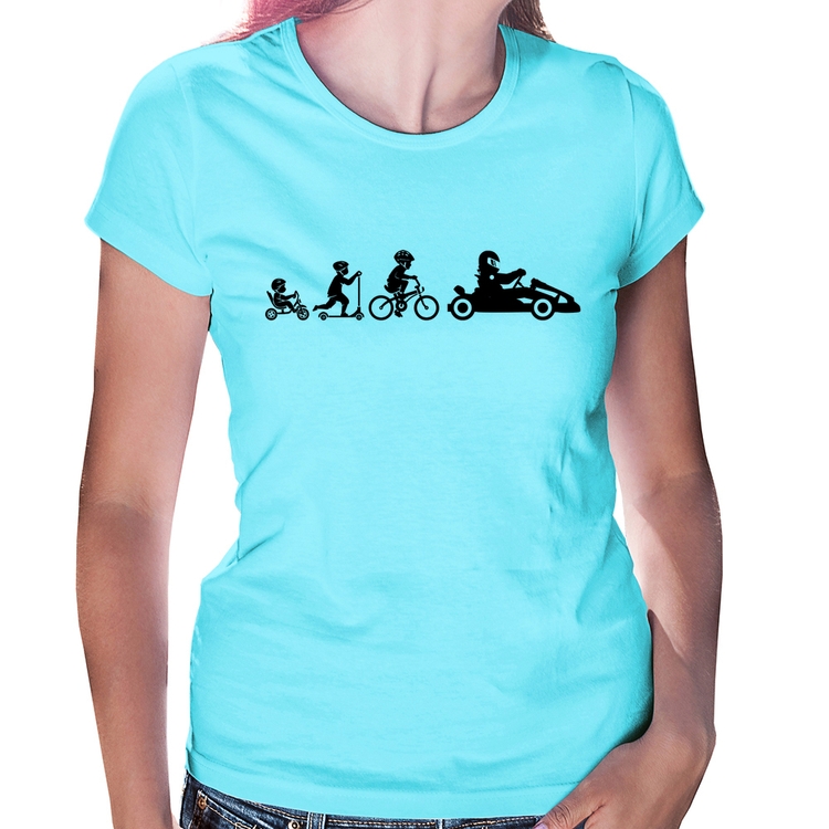 Baby Look Evolução do Kart - Azul Claro