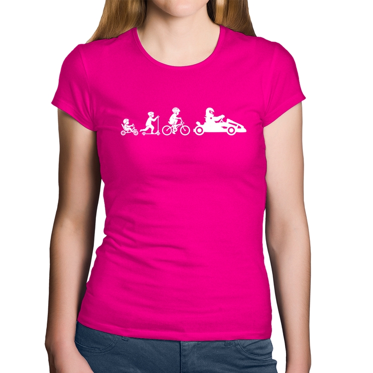 Baby Look Algodão Evolução do Kart - Rosa