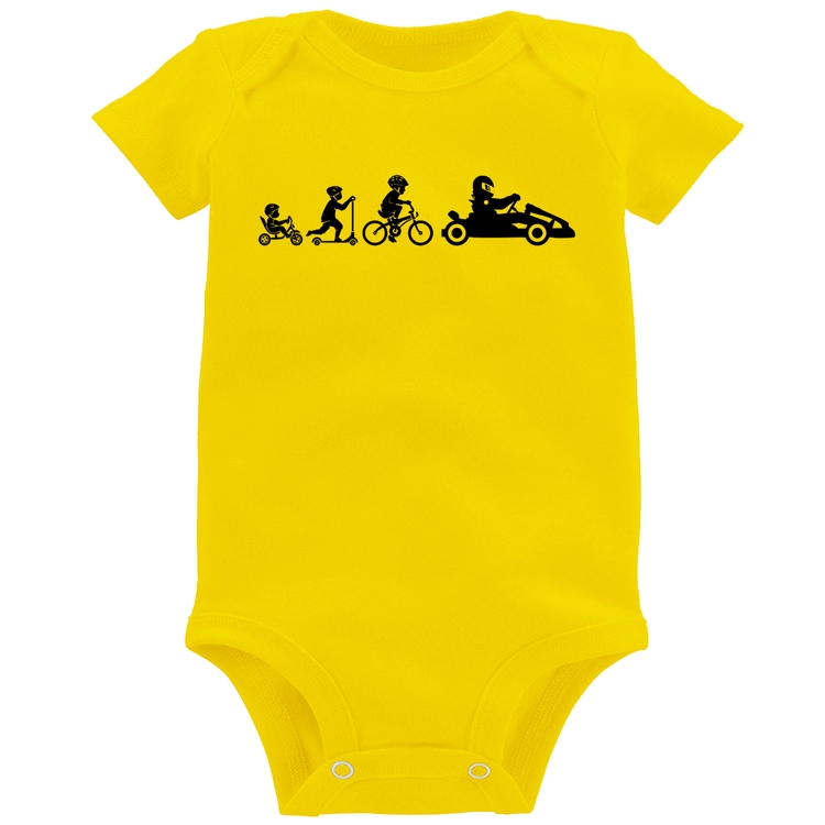Body Bebê Evolução do Kart - Amarelo