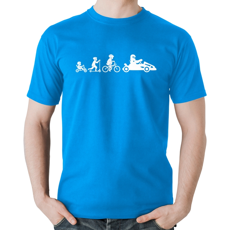 Camiseta Algodão Evolução do Kart - Azul