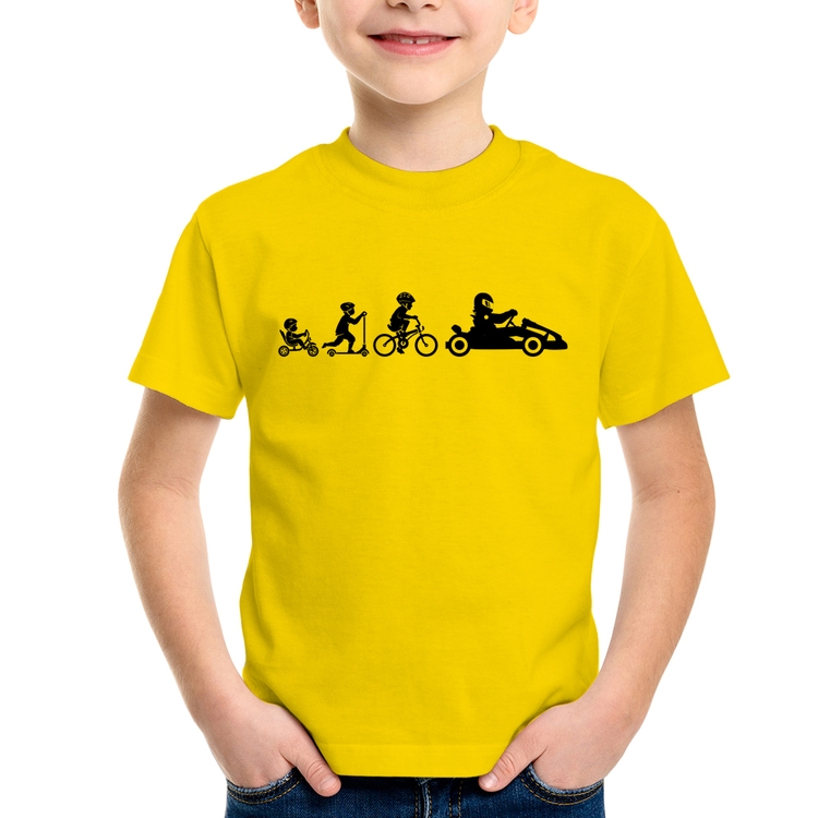 Camiseta Infantil Evolução do Kart - Amarela