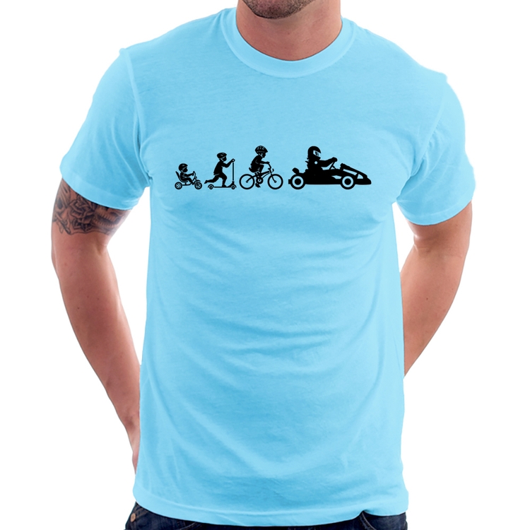 Camiseta Evolução do Kart - Azul Bebê