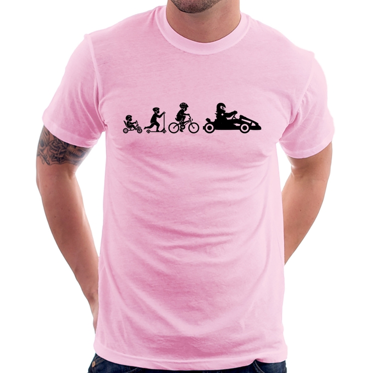 Camiseta Evolução do Kart - Rosa Bebê