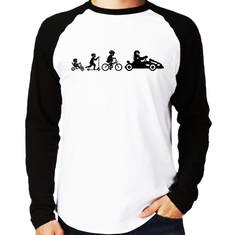Camiseta Raglan Evolução do Kart Manga Longa