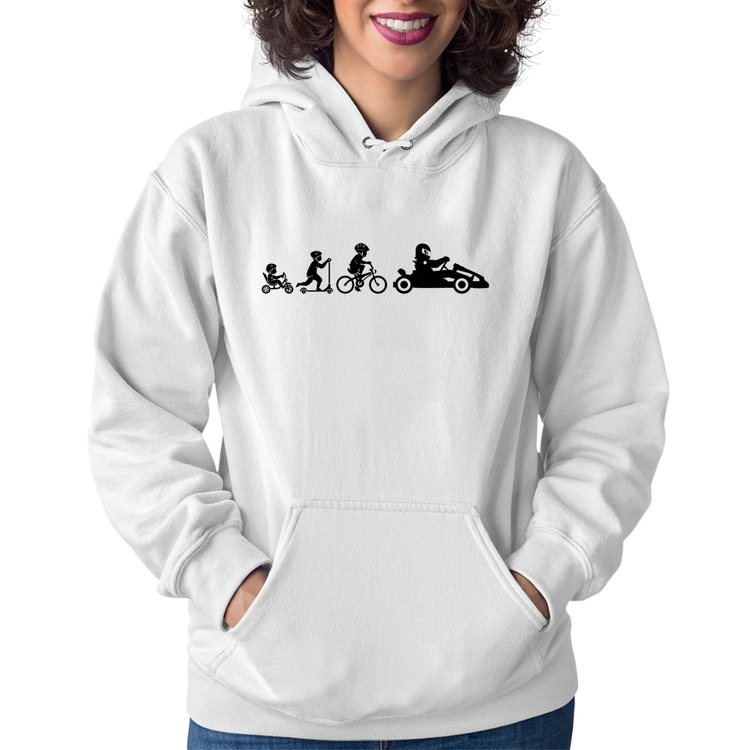 Moletom Feminino Evolução do Kart - Branco