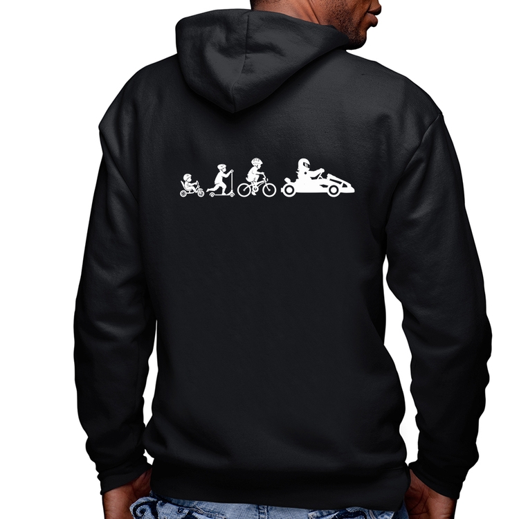 Blusa Moletom Evolução do Kart Masculina com Capuz e Zíper