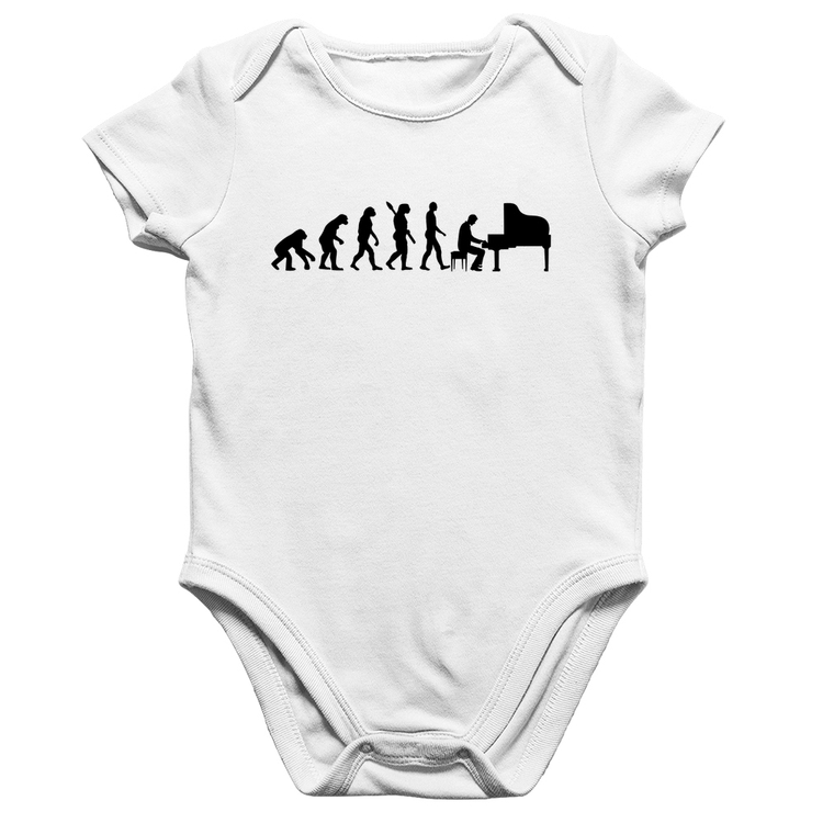 Body Bebê Algodão Evolução do Pianista (Piano) - Branco