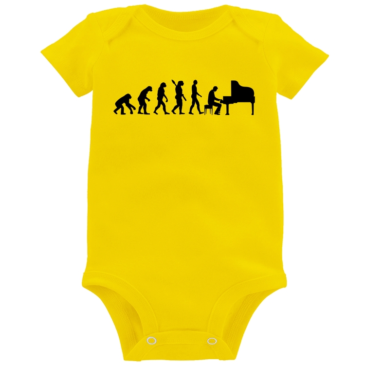 Body Bebê Evolução do Pianista (Piano) - Amarelo