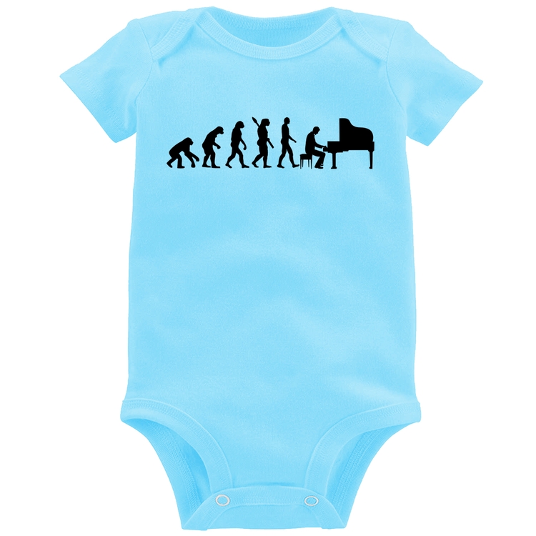 Body Bebê Evolução do Pianista (Piano) - Azul Bebê