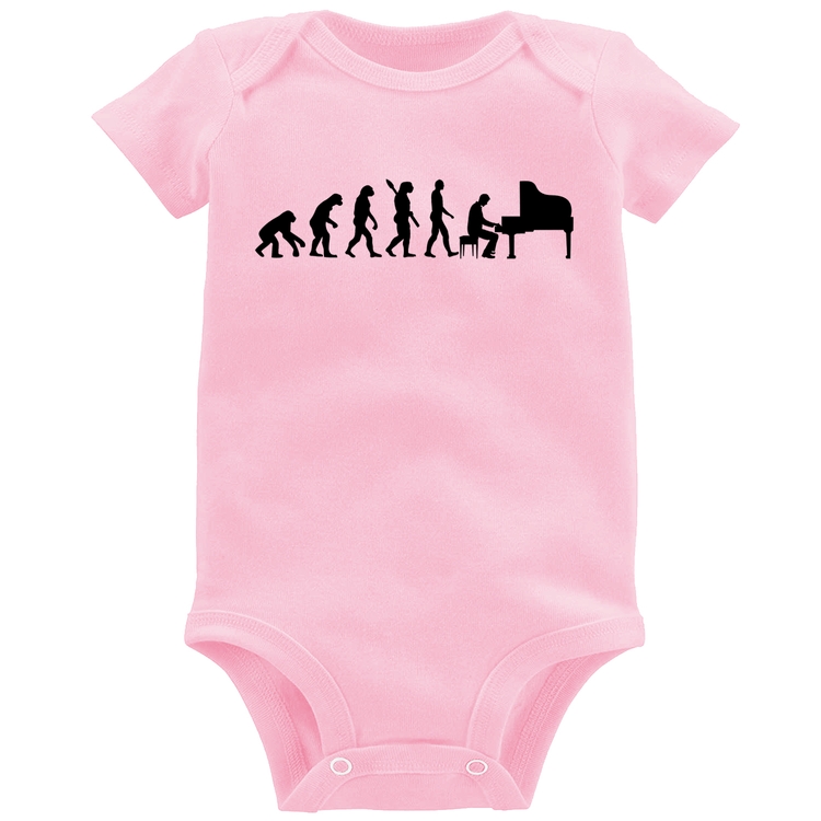 Body Bebê Evolução do Pianista (Piano) - Rosa Bebê