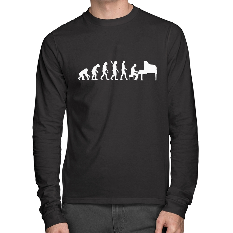 Camiseta Algodão Evolução do Pianista (Piano) Manga Longa