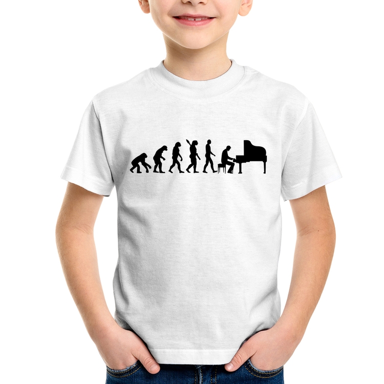 Camiseta Infantil Evolução do Pianista (Piano)