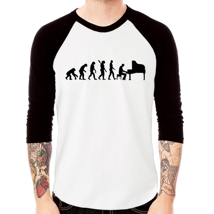 Camiseta Raglan Evolução do Pianista (Piano) Manga 3/4