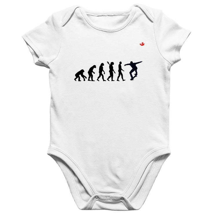 Body Bebê Algodão Evolução do Skatista - Branco