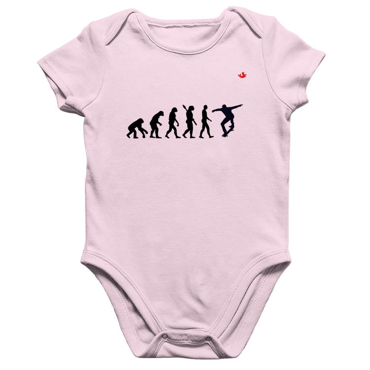 Body Bebê Algodão Evolução do Skatista - Rosa Bebê