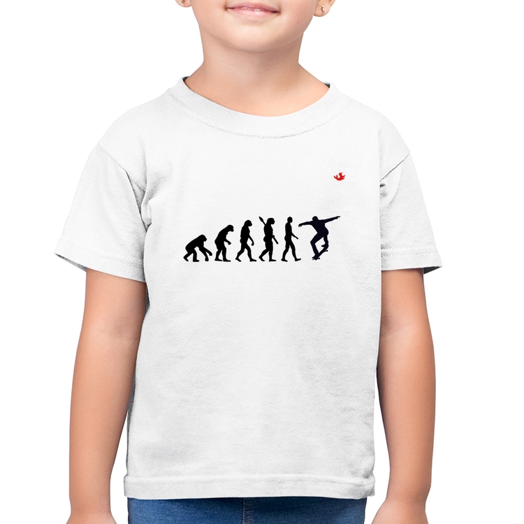 Camiseta Algodão Infantil Evolução do Skatista - Branca