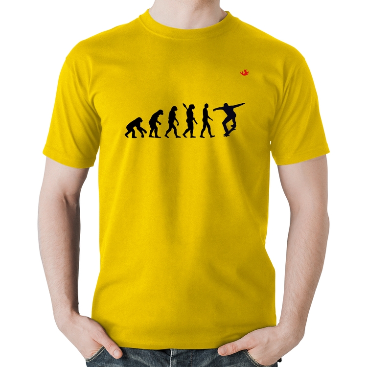 Camiseta Algodão Evolução do Skatista - Amarela